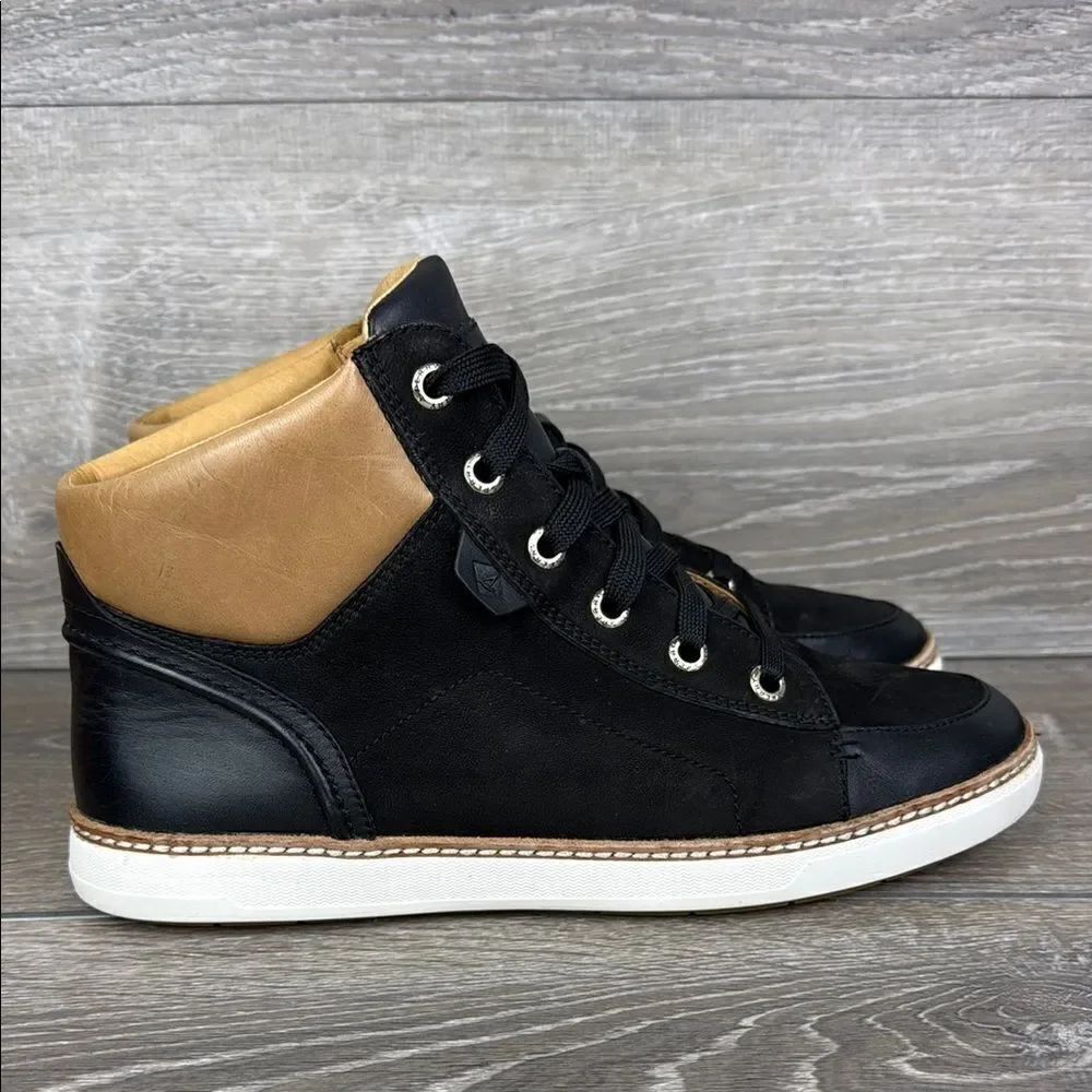 Sperry Top Sider Gold Cup Rey Isla Women’s Sz 9.5 Black Tan Leather Lace Up Boot